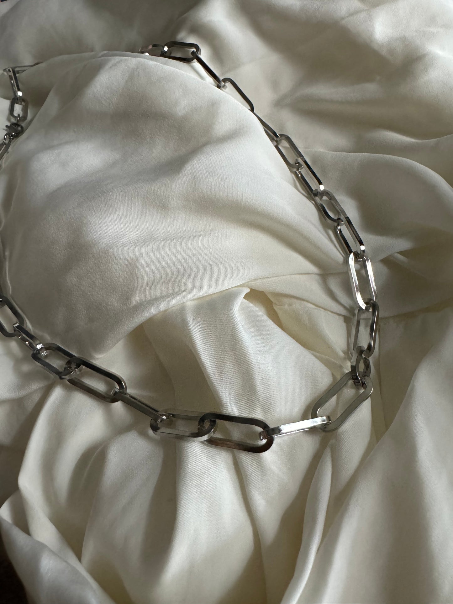Pretty Blessed Silver Paper Clip Necklace