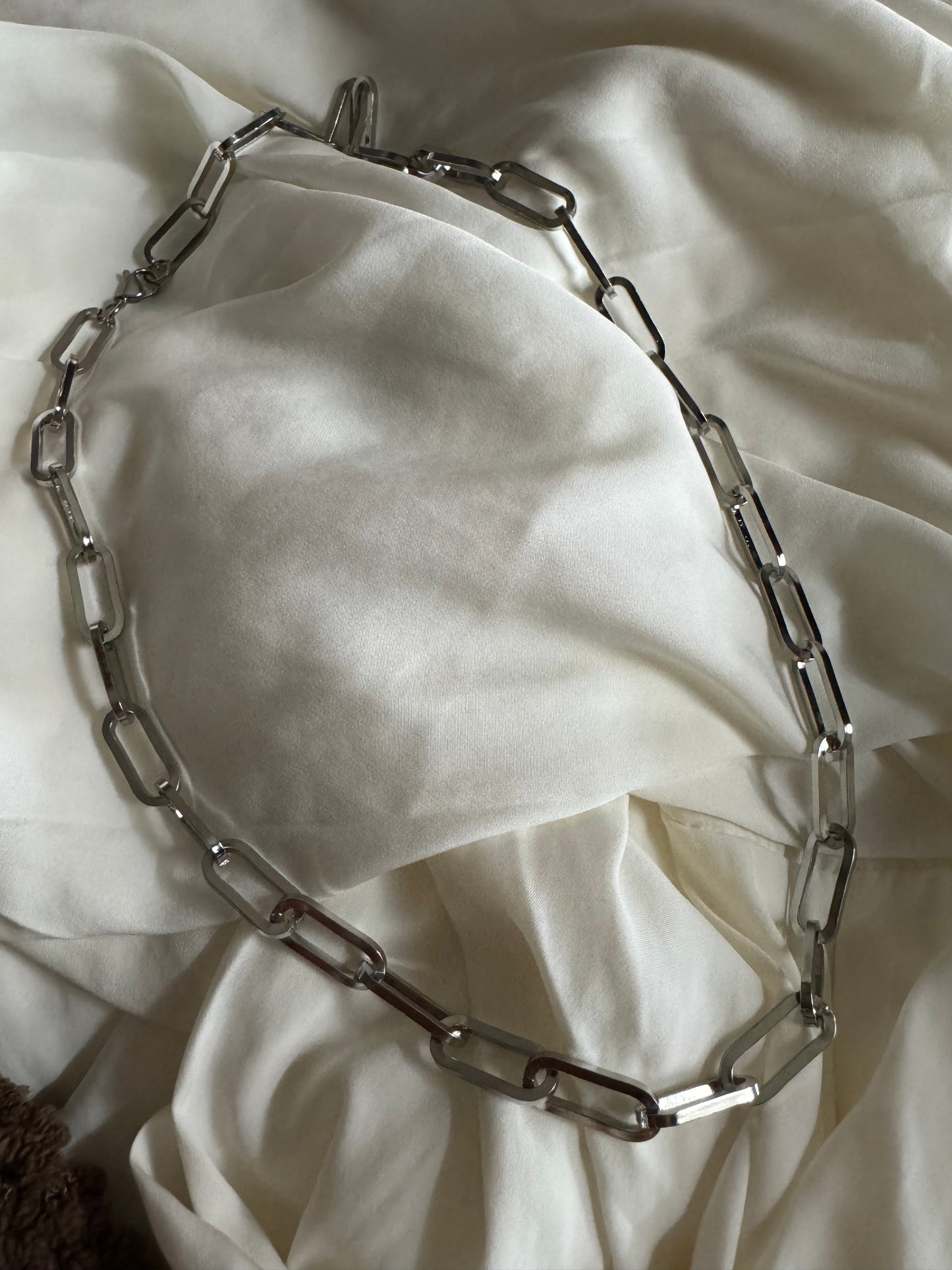 Pretty Blessed Silver Paper Clip Necklace