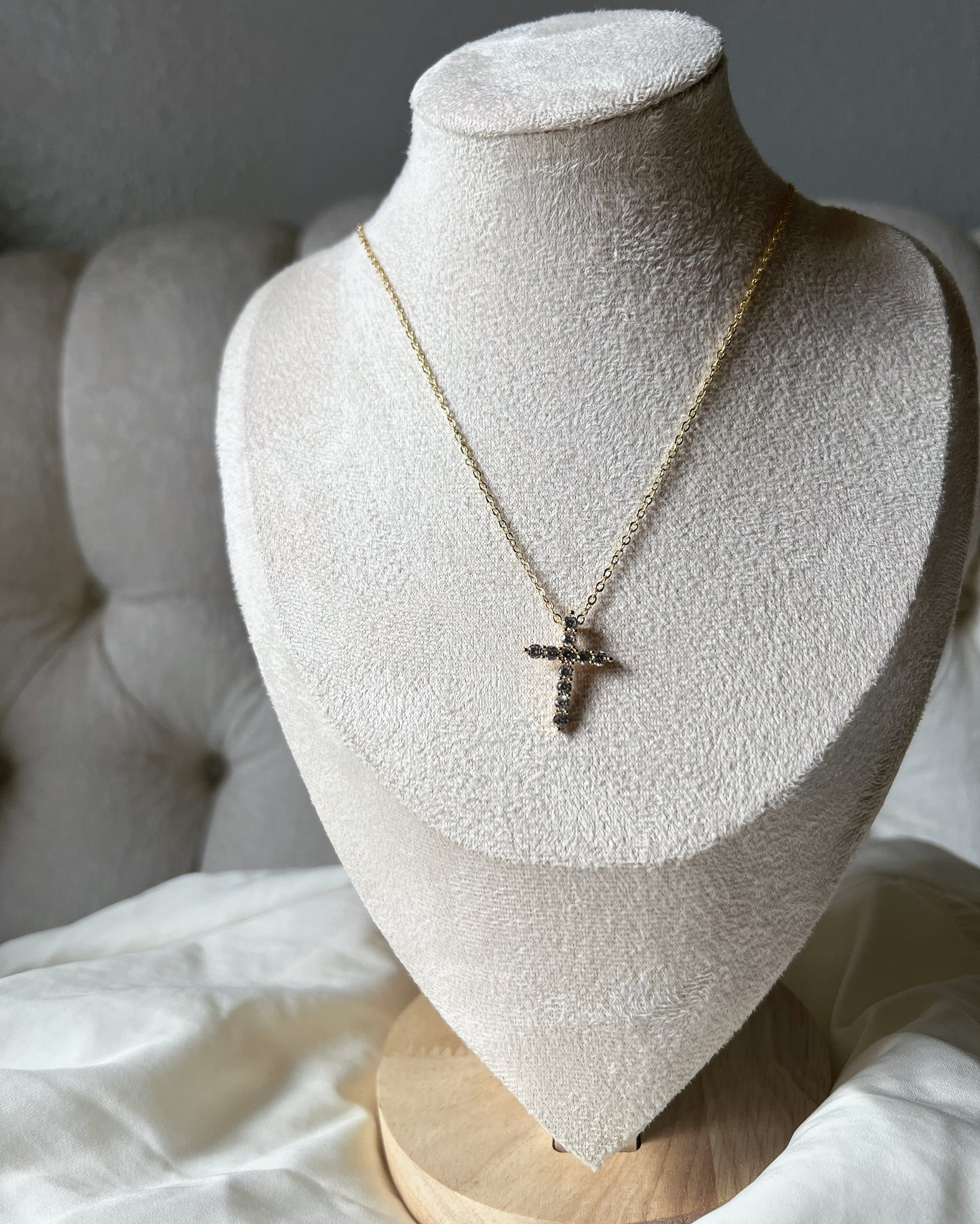 11:11 Gold Necklace , Cross Charm with Cubic Zirconia