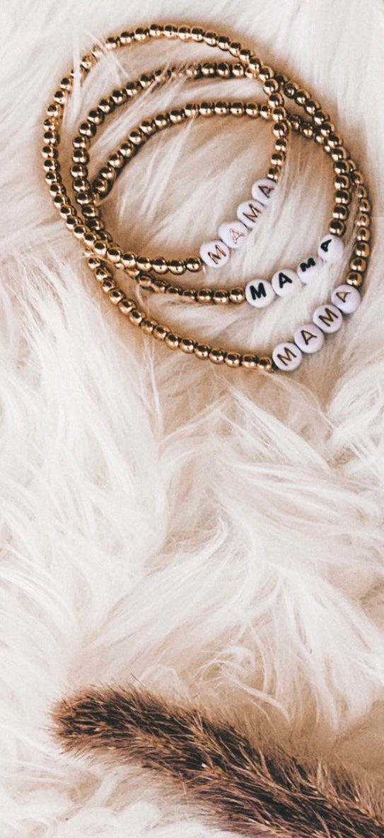 Mama Gold Beaded Bracelet