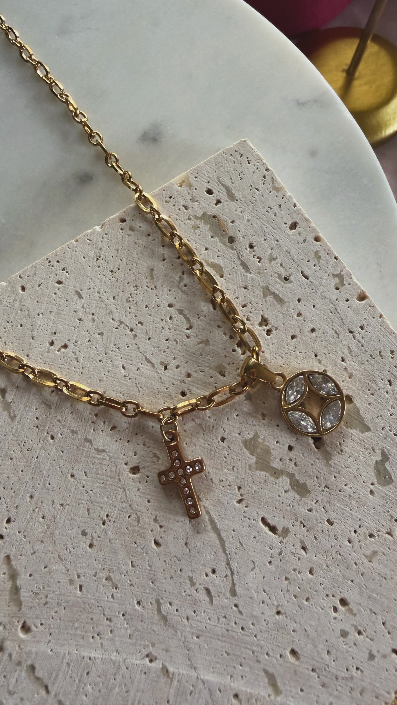 Kate Cross Charm Stainless Steel Necklace