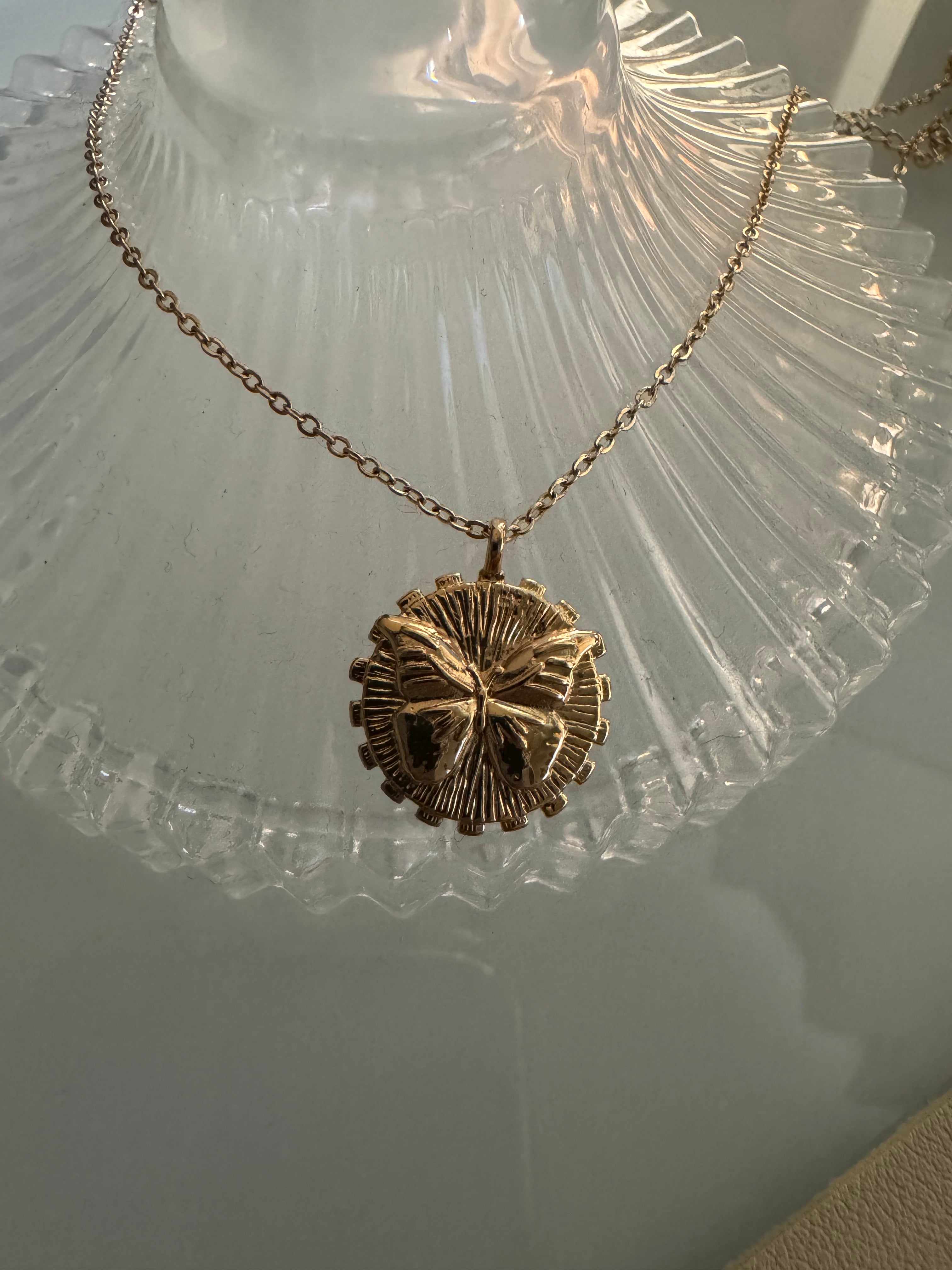 You’re a Boss Double Sided Butterfly Pendant 14K Gold Necklace