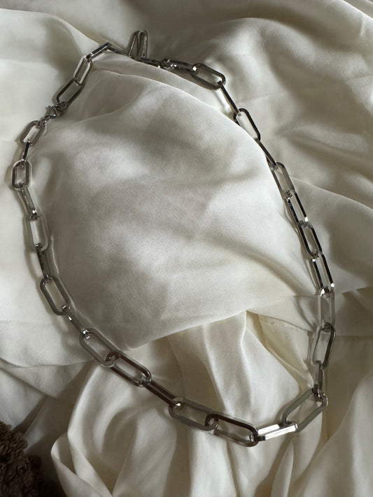 Pretty Blessed Silver Paper Clip Necklace