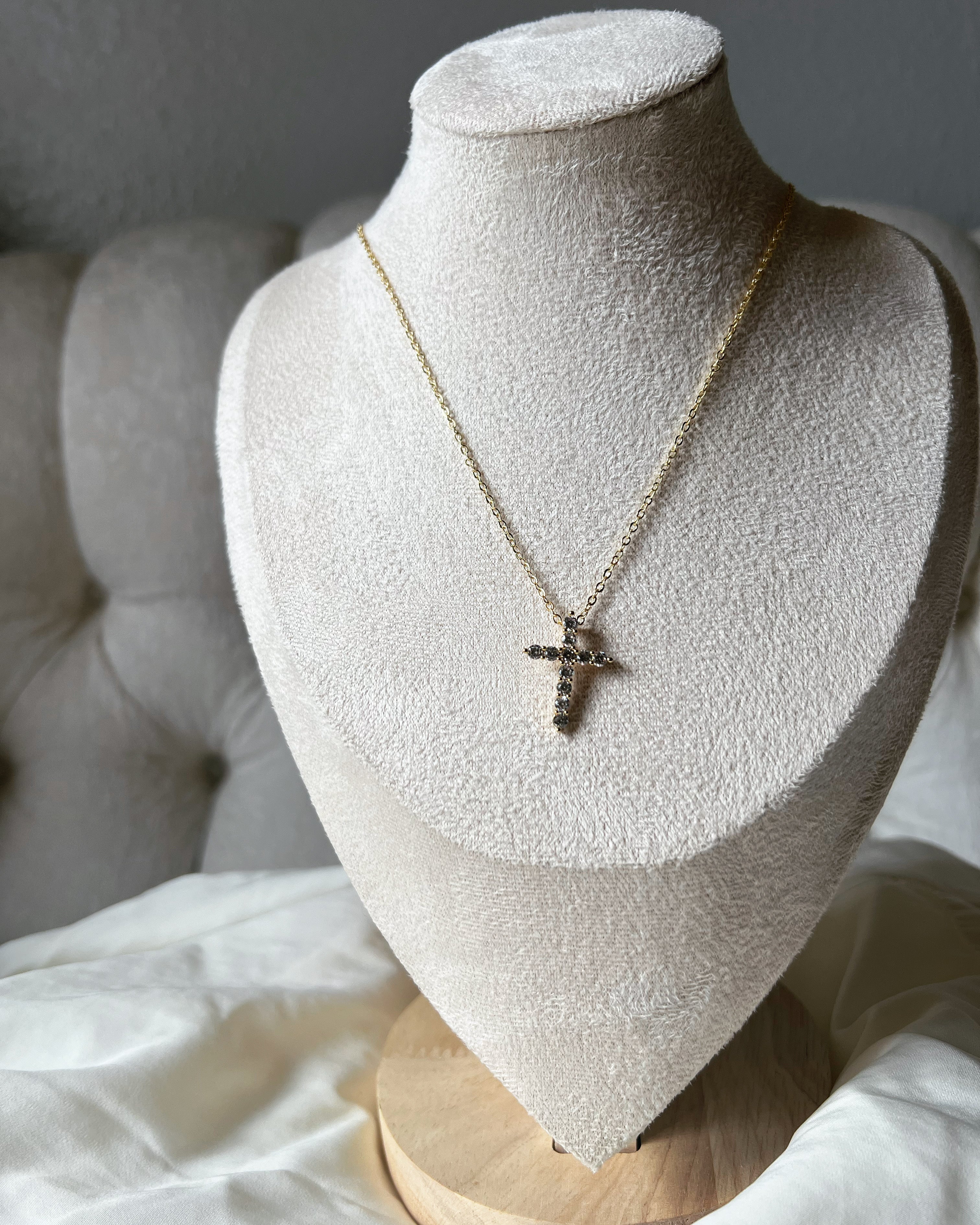 11:11 Gold Necklace , Cross Charm with Cubic Zirconia