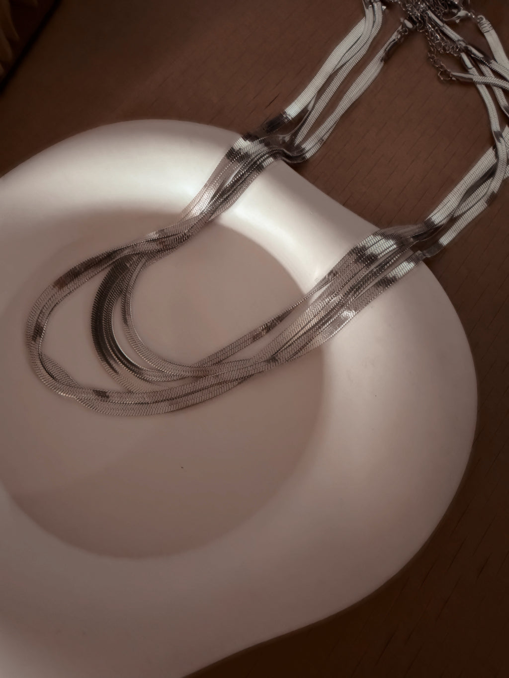 Coffee First Silver Snake Stainless Steel 16 inch Necklace