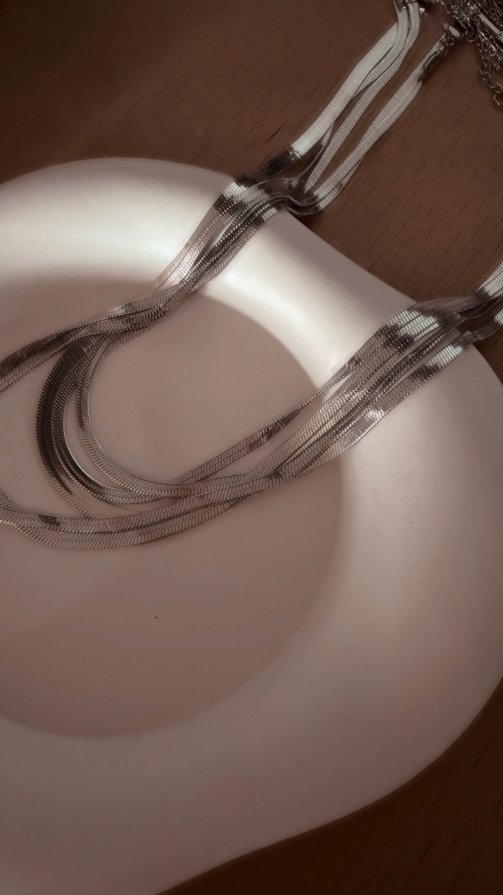 Coffee First Silver Snake Stainless Steel 16 inch Necklace